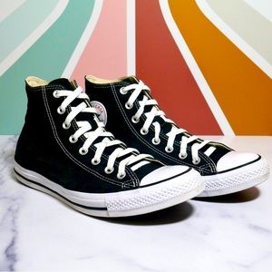 Converse High Top Shoes - Black - Women’s Size 11.5, Men’s Size 9.5 EUC